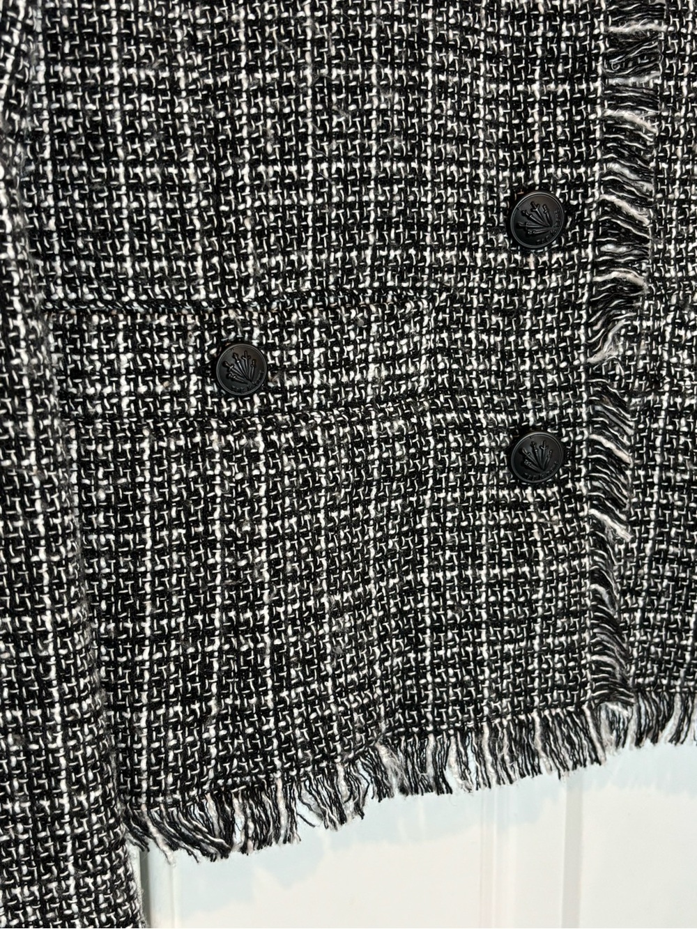 Rag & Bone Carmen Black White Tweed Fringe Crop Blazer Jacket 4 - Picture 4 of 8